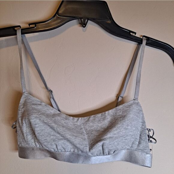 NWT AERIE Gray Strappy Side Cutout Square-neck Bralette size Small - Picture 1 of 6